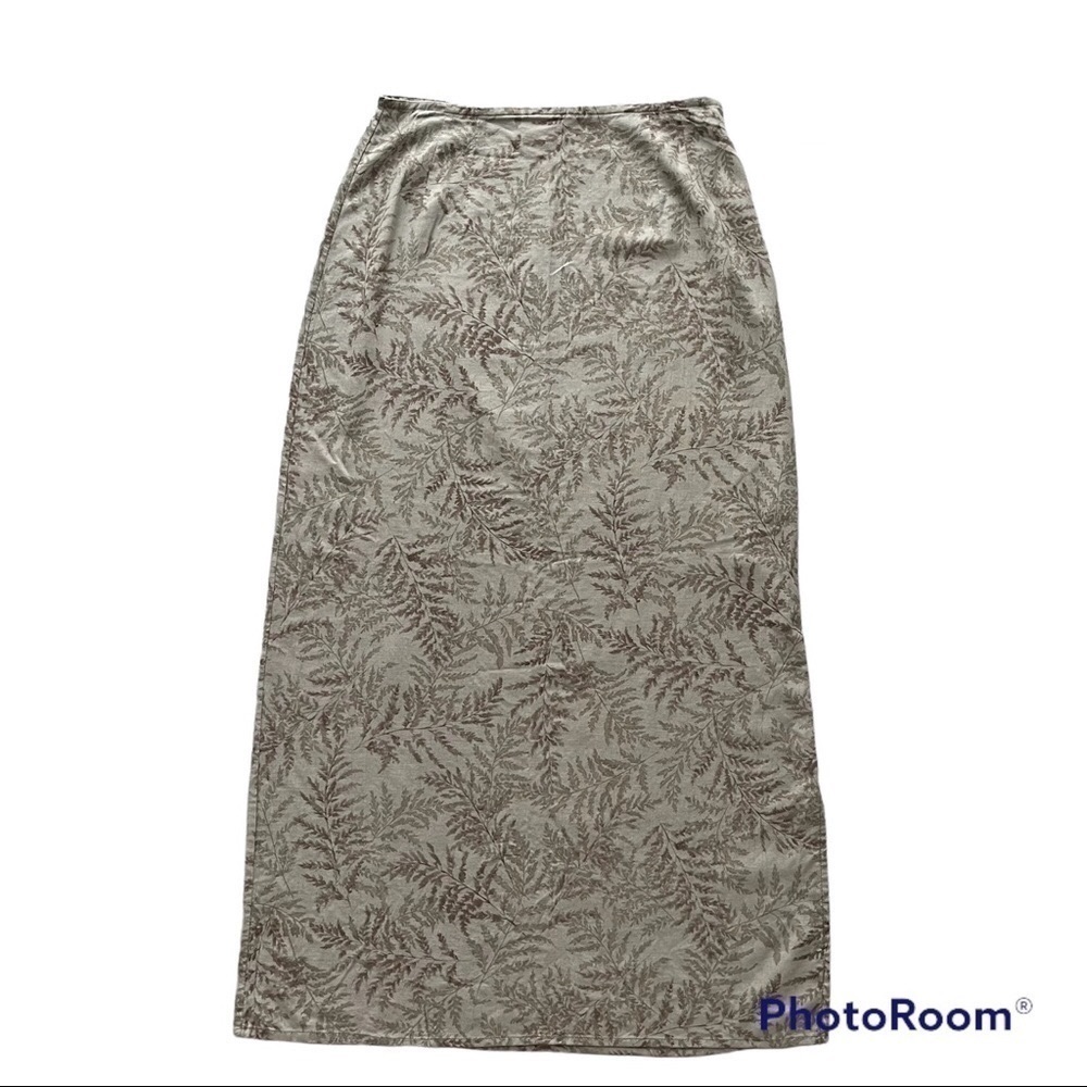 Vintage Cleo Leaf Print Maxi Skirt